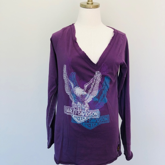 HARLEY DAVIDSON Pullover Long Sleeve Tee Purple Plus Size XXL - Picture 7 of 9